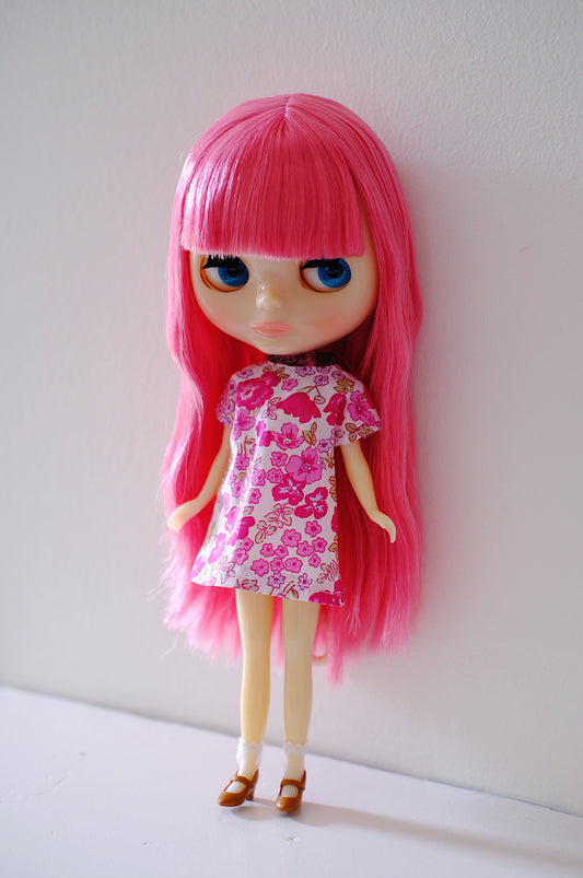 Pink ditsy floral Blythe doll dress