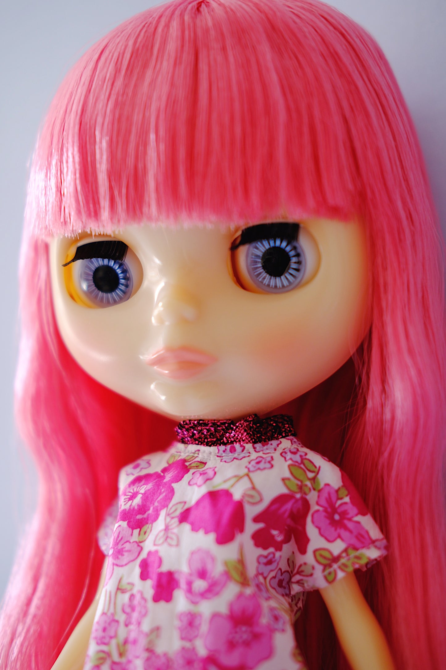 Pink ditsy floral Blythe doll dress