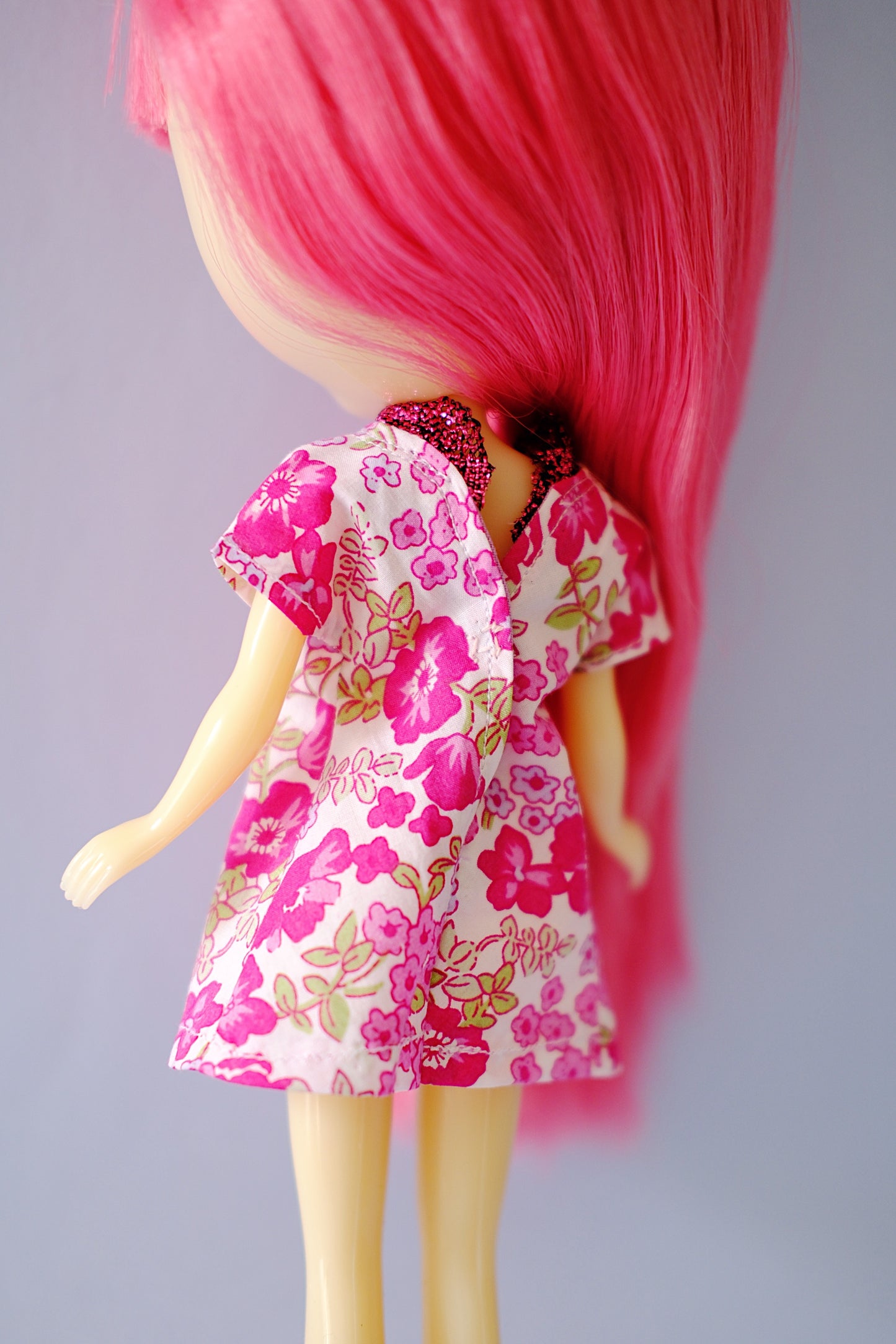 Pink ditsy floral Blythe doll dress